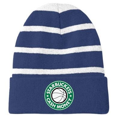 Starbuckets Cash Money Basketball Striped Beanie with Solid Band