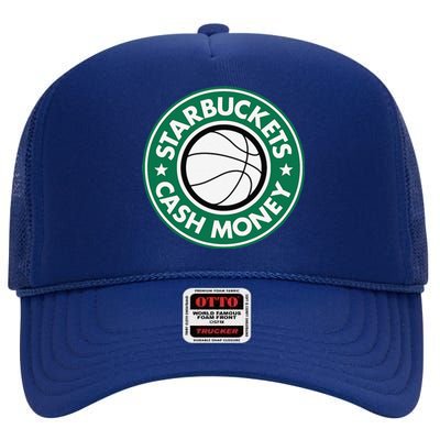 Starbuckets Cash Money Basketball High Crown Mesh Back Trucker Hat