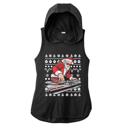 Santa Claus Music Dj Ugly Christmas Tacky Xmas Design Cute Gift Ladies PosiCharge Tri-Blend Wicking Draft Hoodie Tank