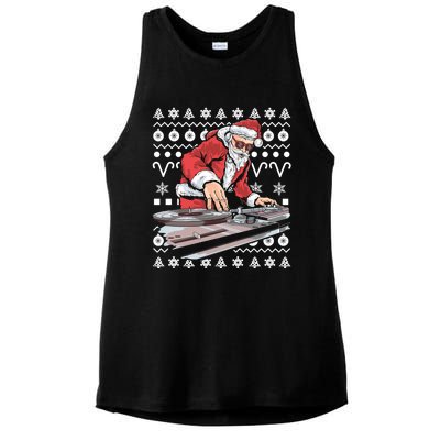 Santa Claus Music Dj Ugly Christmas Tacky Xmas Design Cute Gift Ladies PosiCharge Tri-Blend Wicking Tank