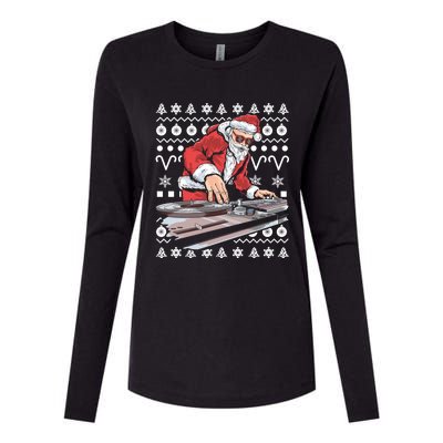 Santa Claus Music Dj Ugly Christmas Tacky Xmas Design Cute Gift Womens Cotton Relaxed Long Sleeve T-Shirt