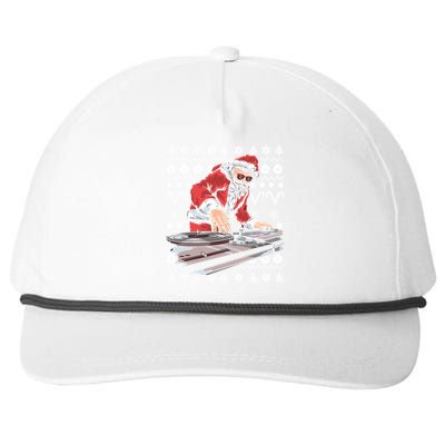 Santa Claus Music Dj Ugly Christmas Tacky Xmas Design Cute Gift Snapback Five-Panel Rope Hat