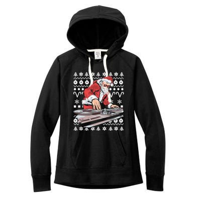 Santa Claus Music Dj Ugly Christmas Tacky Xmas Design Cute Gift Women's Fleece Hoodie