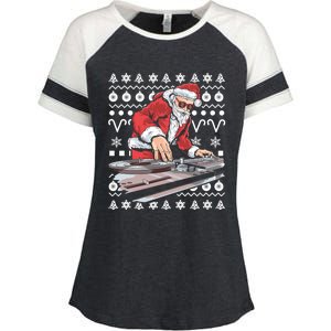 Santa Claus Music Dj Ugly Christmas Tacky Xmas Design Cute Gift Enza Ladies Jersey Colorblock Tee