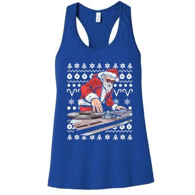 Santa Claus Music Dj Ugly Christmas Tacky Xmas Design Cute Gift Women's Racerback Tank