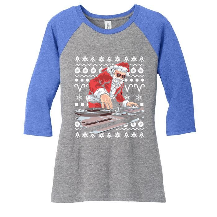 Santa Claus Music Dj Ugly Christmas Tacky Xmas Design Cute Gift Women's Tri-Blend 3/4-Sleeve Raglan Shirt