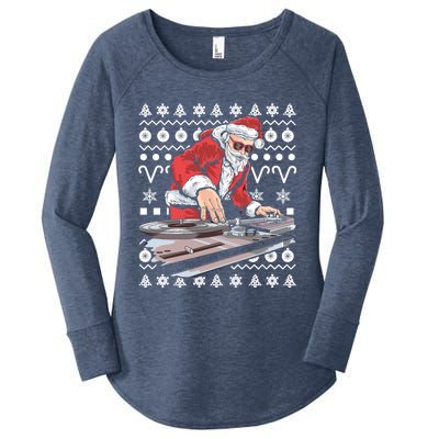 Santa Claus Music Dj Ugly Christmas Tacky Xmas Design Cute Gift Women's Perfect Tri Tunic Long Sleeve Shirt