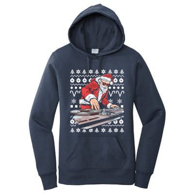 Santa Claus Music Dj Ugly Christmas Tacky Xmas Design Cute Gift Women's Pullover Hoodie