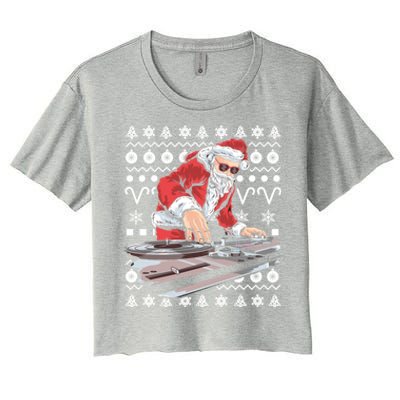 Santa Claus Music Dj Ugly Christmas Tacky Xmas Design Cute Gift Women's Crop Top Tee