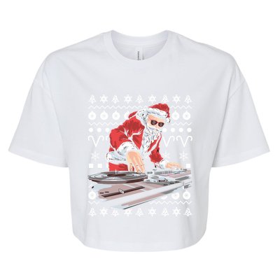 Santa Claus Music Dj Ugly Christmas Tacky Xmas Design Cute Gift Bella+Canvas Jersey Crop Tee