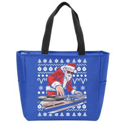 Santa Claus Music Dj Tacky Christmas Ugly Xmas Funny Gift Zip Tote Bag