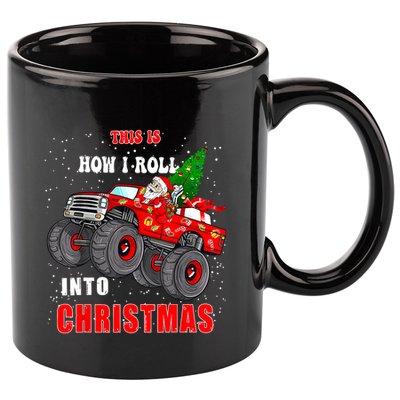 Santa Claus Monster Truck Christmas Xmas 11oz C Handle Ceramic Mug