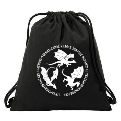 Syrax Caraxes Meleys Seasmoke House Targaryen Dragon Drawstring Bag