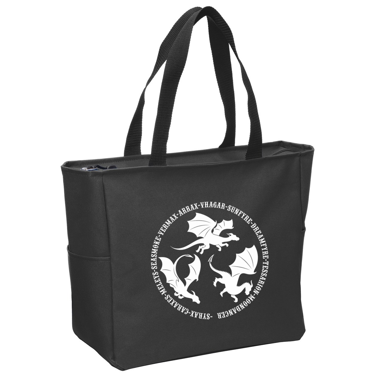 Syrax Caraxes Meleys Seasmoke House Targaryen Dragon Zip Tote Bag