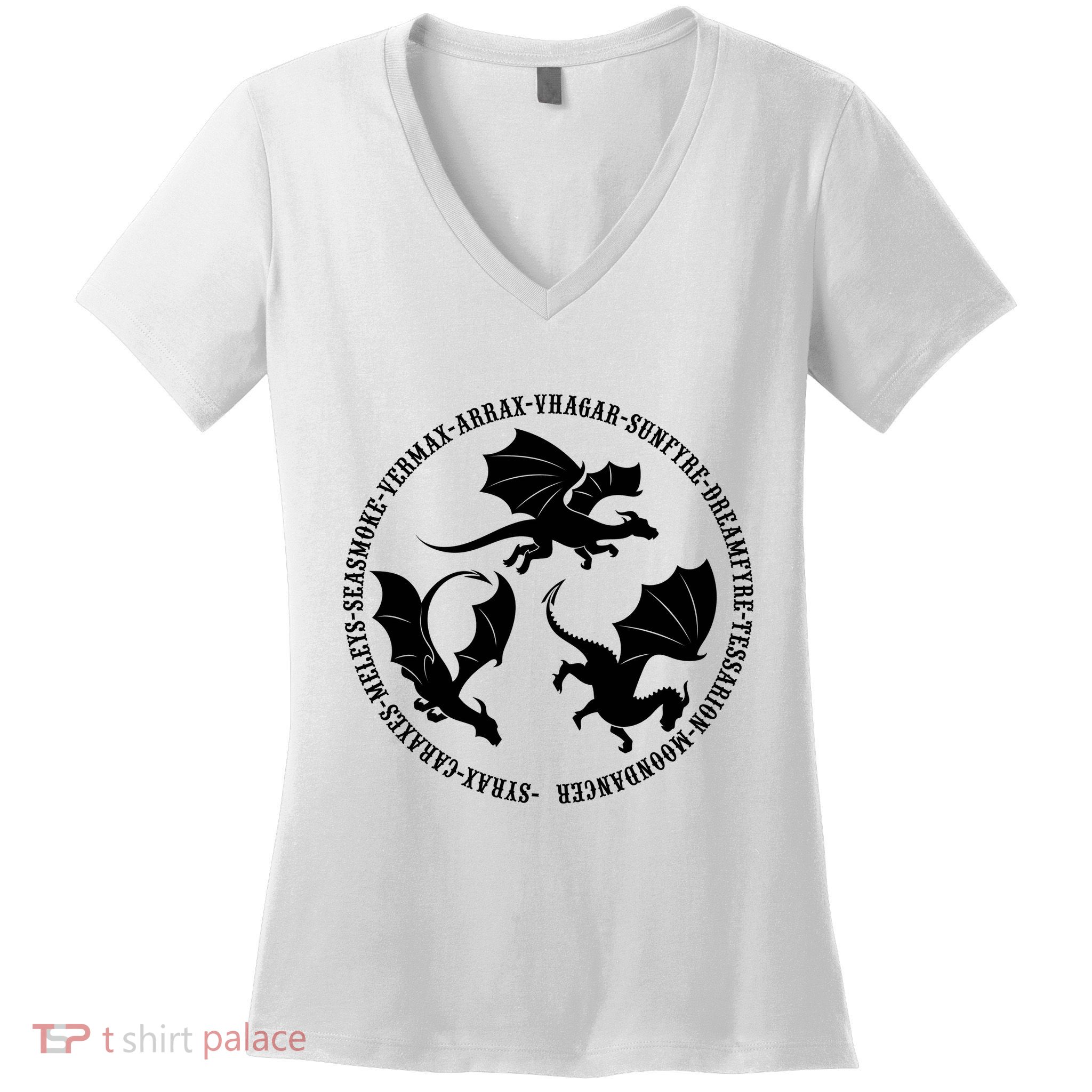 Syrax Caraxes Meleys Seasmoke House Targaryen Dragon Women's V-Neck T-Shirt