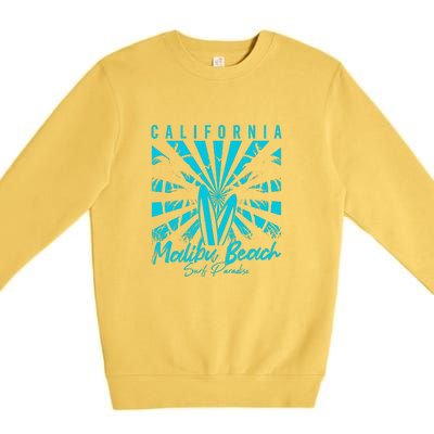 Surfing California Malibu Beach Surf Paradise Cool Summer Gift Premium Crewneck Sweatshirt