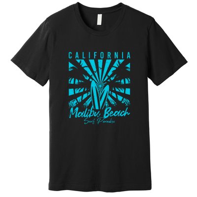 Surfing California Malibu Beach Surf Paradise Cool Summer Gift Premium T-Shirt