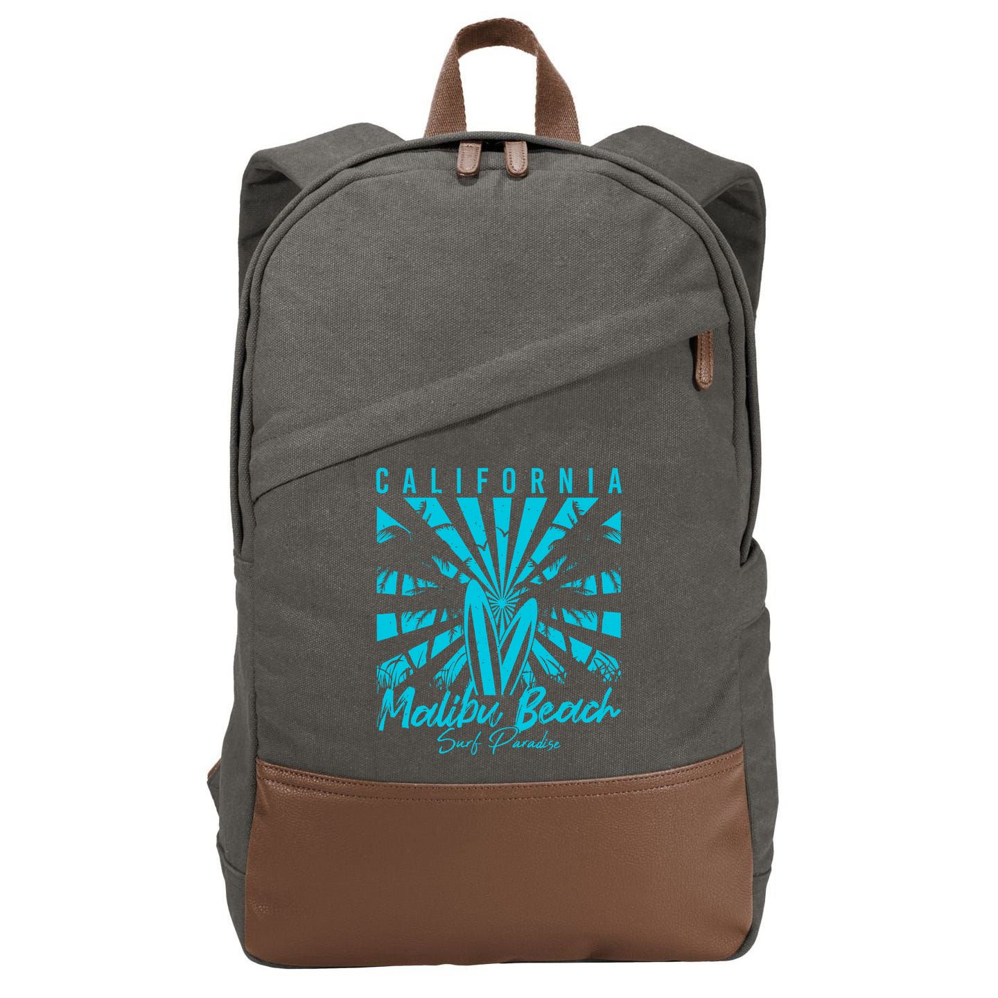 Surfing California Malibu Beach Surf Paradise Cool Summer Gift Cotton Canvas Backpack