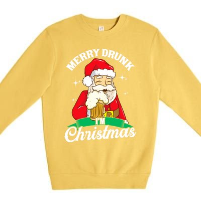 Santa Claus Merry Drunk I’M Christmas Print Funny Gift Premium Crewneck Sweatshirt