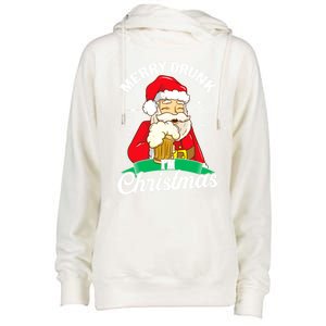 Santa Claus Merry Drunk I’M Christmas Print Funny Gift Womens Funnel Neck Pullover Hood