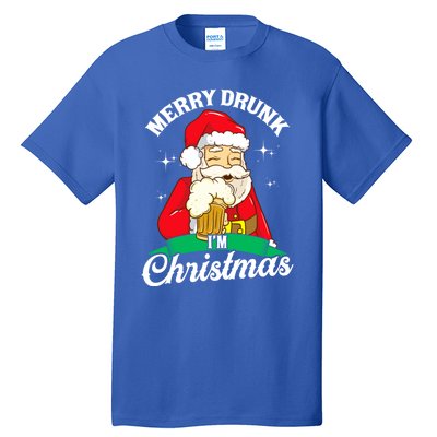 Santa Claus Merry Drunk I’M Christmas Print Funny Gift Tall T-Shirt