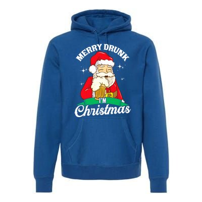 Santa Claus Merry Drunk I’M Christmas Print Funny Gift Premium Hoodie