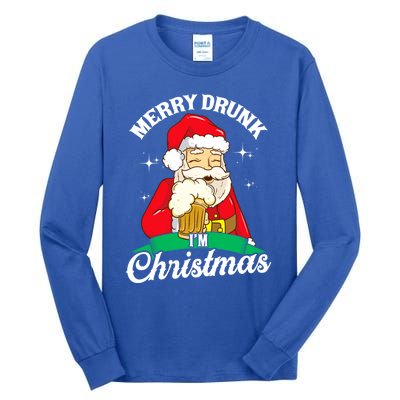 Santa Claus Merry Drunk I’M Christmas Print Funny Gift Tall Long Sleeve T-Shirt