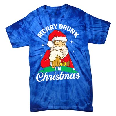 Santa Claus Merry Drunk I’M Christmas Print Funny Gift Tie-Dye T-Shirt