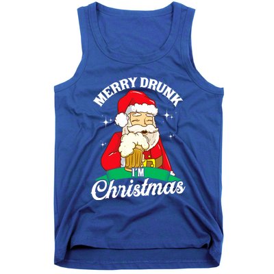 Santa Claus Merry Drunk I’M Christmas Print Funny Gift Tank Top