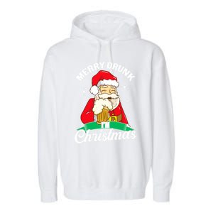 Santa Claus Merry Drunk I’M Christmas Print Funny Gift Garment-Dyed Fleece Hoodie