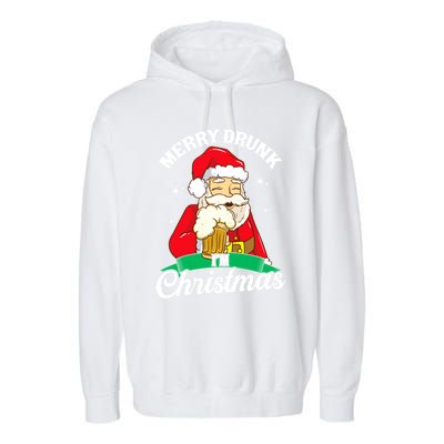 Santa Claus Merry Drunk I’M Christmas Print Funny Gift Garment-Dyed Fleece Hoodie