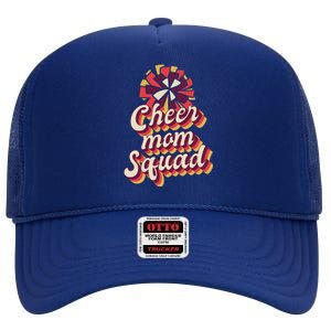 S Cheer Mom Squad Gift Pom Pom Retro Cheerleader Meaningful Gift High Crown Mesh Back Trucker Hat