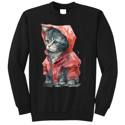 Sweet Cat Motifs Cat Tall Sweatshirt