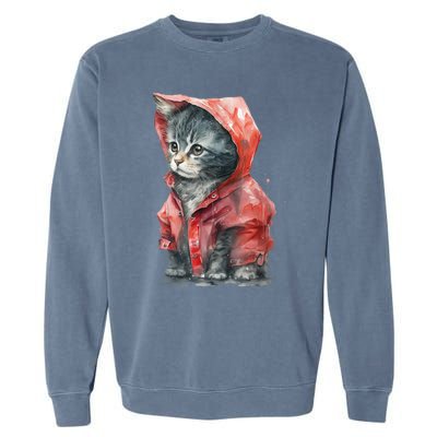 Sweet Cat Motifs Cat Garment-Dyed Sweatshirt