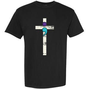 Semicolon Cross Mental Health Awareness Costume Warrior Garment-Dyed Heavyweight T-Shirt