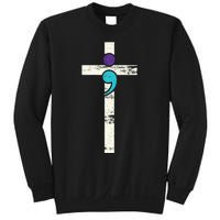 Semicolon Cross Mental Health Awareness Costume Warrior Sweatshirt