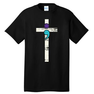 Semicolon Cross Mental Health Awareness Costume Warrior Tall T-Shirt