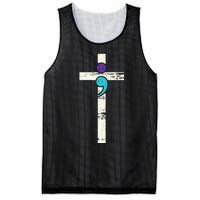 Semicolon Cross Mental Health Awareness Costume Warrior Mesh Reversible Basketball Jersey Tank