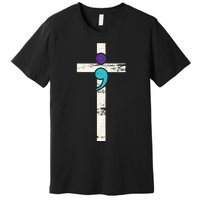 Semicolon Cross Mental Health Awareness Costume Warrior Premium T-Shirt