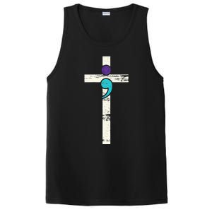 Semicolon Cross Mental Health Awareness Costume Warrior PosiCharge Competitor Tank