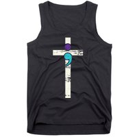 Semicolon Cross Mental Health Awareness Costume Warrior Tank Top