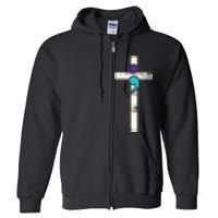 Semicolon Cross Mental Health Awareness Costume Warrior Full Zip Hoodie