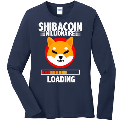 Shiba Coin Millionaire Loading Ladies Long Sleeve Shirt