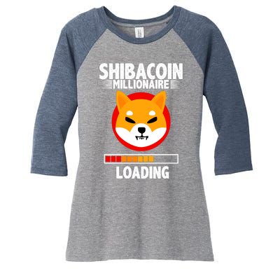 Shiba Coin Millionaire Loading Women's Tri-Blend 3/4-Sleeve Raglan Shirt