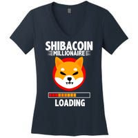 Shiba Coin Millionaire Loading Women's V-Neck T-Shirt