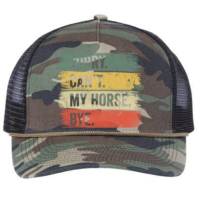 Sorry Can't My Horse Bye Horse Horseback Riding Gift Retro Rope Trucker Hat Cap