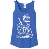 Skeleton Coffee Messy Bun Gift Front Design Funny Gift Ladies Essential Tank