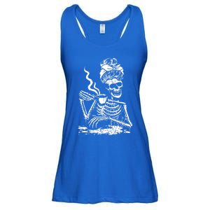 Skeleton Coffee Messy Bun Gift Front Design Funny Gift Ladies Essential Flowy Tank