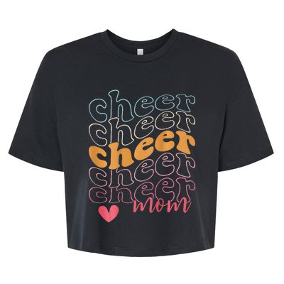 Smile Cheer Mom Retro Cheerleading Mom Game Day Cheer Bella+Canvas Jersey Crop Tee