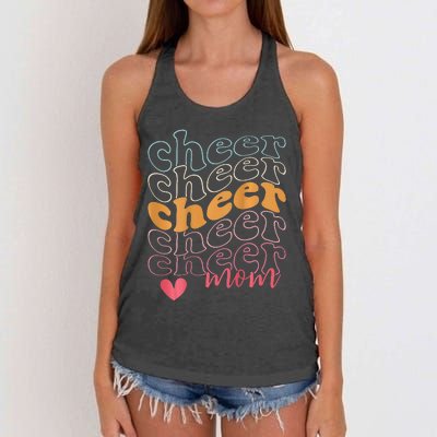 Smile Cheer Mom Retro Cheerleading Mom Game Day Cheer Women's Knotted Racerback Tank